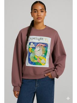 AAREIN - Mauve Capricorn Zodiac Printed Fleece Sweatshirts