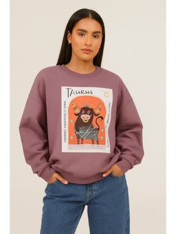 AAREIN - Mauve Taurus Zodiac Printed Fleece Sweatshirts
