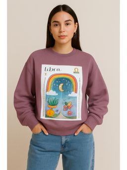 AAREIN - Mauve Libra Zodiac Printed Fleece Sweatshirts