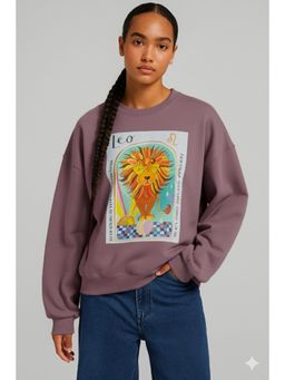 AAREIN - Mauve Leo Zodiac Printed Fleece Sweatshirts