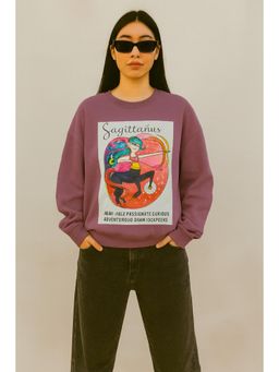 AAREIN - Mauve Sagittarius Zodiac Printed Fleece Sweatshirts