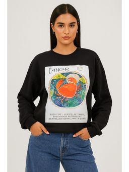 AAREIN - Black Cancer Zodiac Printed Fleece Sweatshirts