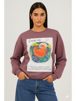 AAREIN - Mauve Cancer Zodiac Printed Fleece Sweatshirts