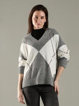 Tommy Hilfiger - Regular Fit Nylon V-Neck Sweater Grey