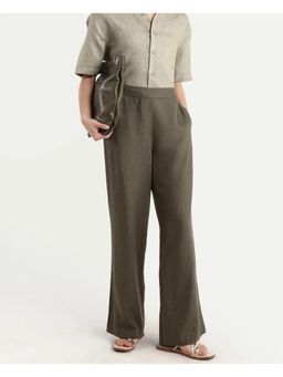 RAREISM - Solid Linen Straight Fit Trouser Olive
