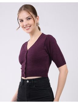 Monte Carlo - Women Wine Half Sleeve Cardigan