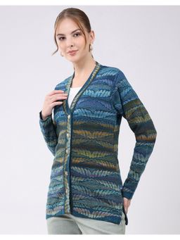 Monte Carlo - Women Blue V Neck Full Sleeve Cardigan