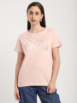 R&B - Cotton Pink Half Sleeves Crew Neck T-Shirt
