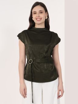 MISH - Olive Waist Buckle Detail Top