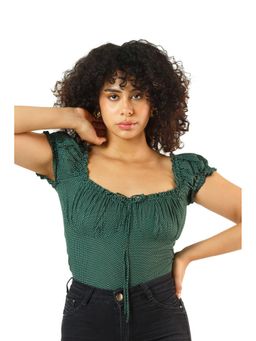 True West - Women Green Polka Dot Square Neck Top