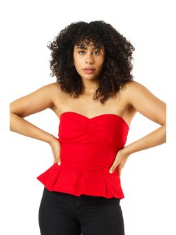 True West - Women Red Fitted Strapless Tube Crop Top