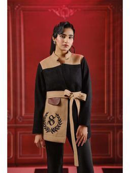 SAKSHI G CHAWLA - Wyn Black Wool Colorblock Jacket
