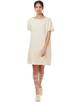 Genes Lecoanet Hemant - Beige Color Kashi Round Neck Dress