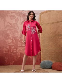 First Resort by Ramola Bachchan - Hot Pink Hand Embroidered Corded Floral Dress