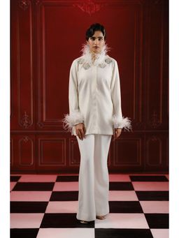 SAKSHI G CHAWLA - Eira White Crepe Embellished Jacket