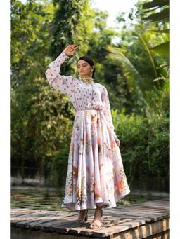 Vana Ethnics - White Embroidered Top with Skirt