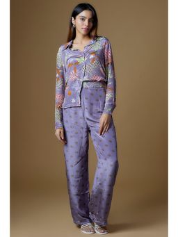 Vana Ethnics - Pastel Purple Crepe Printed And Embroidered Co-Ord Set