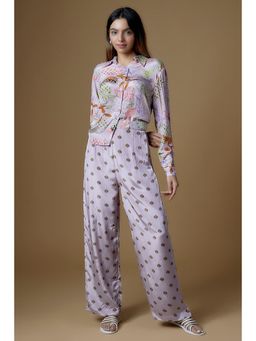Vana Ethnics - Onion Lavender Crepe Printed And Embroidered Co-Ord Set