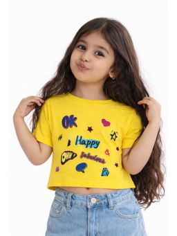 Bloom Up - Yellow Graphic Print Kids T-Shirt