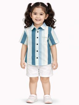 Bloom Up - Blue And White Striped Boys Casual Shirt
