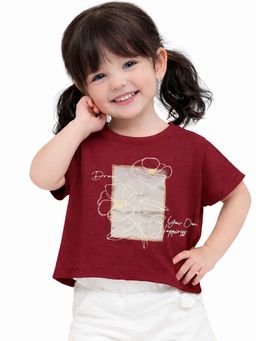 Bloom Up - Red Floral Graphic Crop T-Shirt For Girls