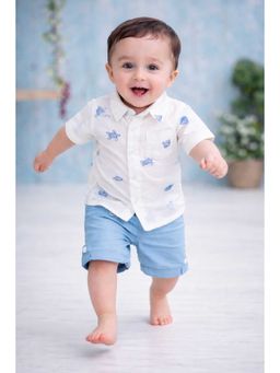 Bloom Up - Blue Graphic T-Shirt And Shorts Kids Co-Ord Set