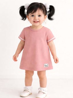 Bloom Up - Pink Solid A-Line Kids Dress