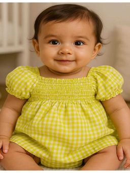 Bloom Up - Yellow Gingham Smocked Kids Dress
