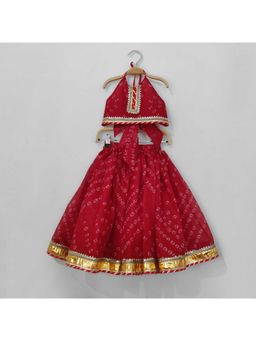 BYB Premium - Girls Bandhani Printed Lehenga Skirt With Sleeveless Ethnic Top
