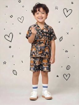 AJ Dezines - Black Tribal Print Pure Cotton Boys Co-Ords For Boys