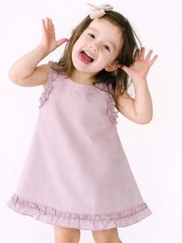 Bloom Up - Mauve Sleeveless Baby Dress With Ruffle Details - Soft Cotton Summer Outfit