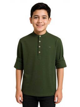 CHARCHIT - Boys Full Sleeves Solid Kurta Style Shirt