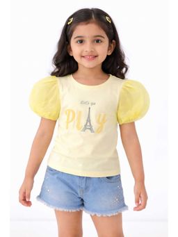 Bloom Up - Yellow “Let’S Go Play” Graphic Kids T-Shirt