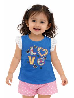 Bloom Up - Blue “Love” Graphic Sleeveless Kids T-Shirt