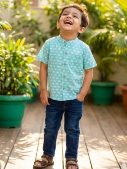 Tittertots - Sky Blue Cotton Shirt (Half Sleeve)