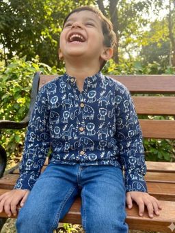 Tittertots - Boys Pure Cotton Shirt Indigo Blue