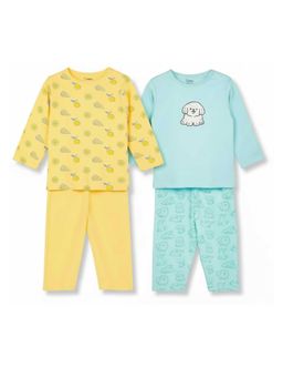 Kidbea - Organic Cotton Baby Full Sleeve T-Shirt & Pyjama (Pack of 4)