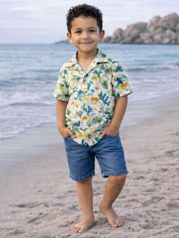 Tittertots - Kids Cotton Beach Shirts|Panther Jungle
