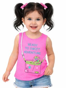 Bloom Up - Pink Sweet Adventure Graphic Sleeveless T-Shirt For Girls