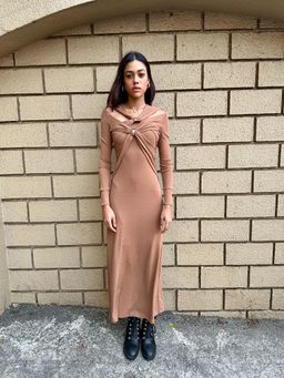 APPAPOP - Brown Alouette Front Through Dress