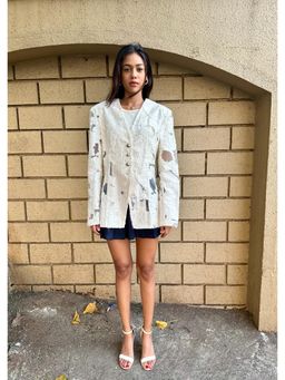 APPAPOP - White Arya Fluted Blazer