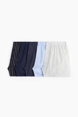 H&M - Men 5-Pack Woven Cotton Boxer Shorts