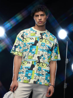 The Souled Store - Official Rick and Morty: Glitch Men Oversized T-shirt