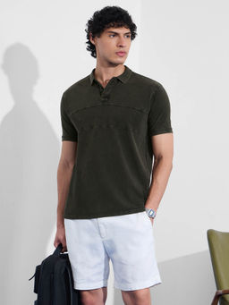 The Souled Store - Originals Vintage Wash: Pine Green Men Polo T-shirt