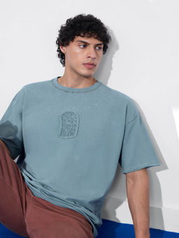 The Souled Store - Blue Solid Oversized Fit T-Shirt