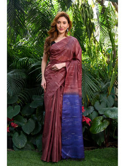 Beatitude - Brown Handwoven Kota Banswara Silk Saree with Unstitched Blouse