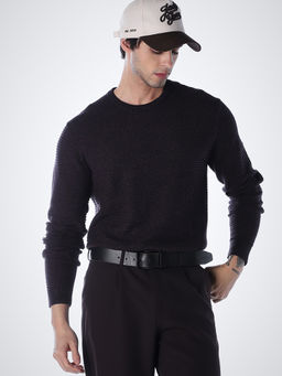 Jack & Jones - Purple Solid Cotton Regular Sweater