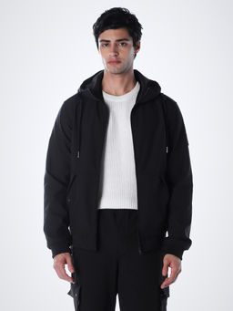 Jack & Jones - Black Solid Polyester Regular Jacket