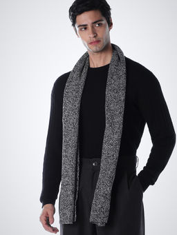 Jack & Jones - Black Self Design Cotton Blend Slim Sweater