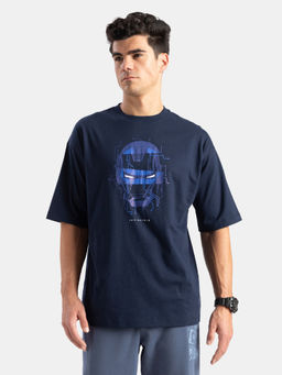 Jockey - M001 Men Marvel Avengers Cotton Graphic Printed Oversized T Shirt Navy Blue